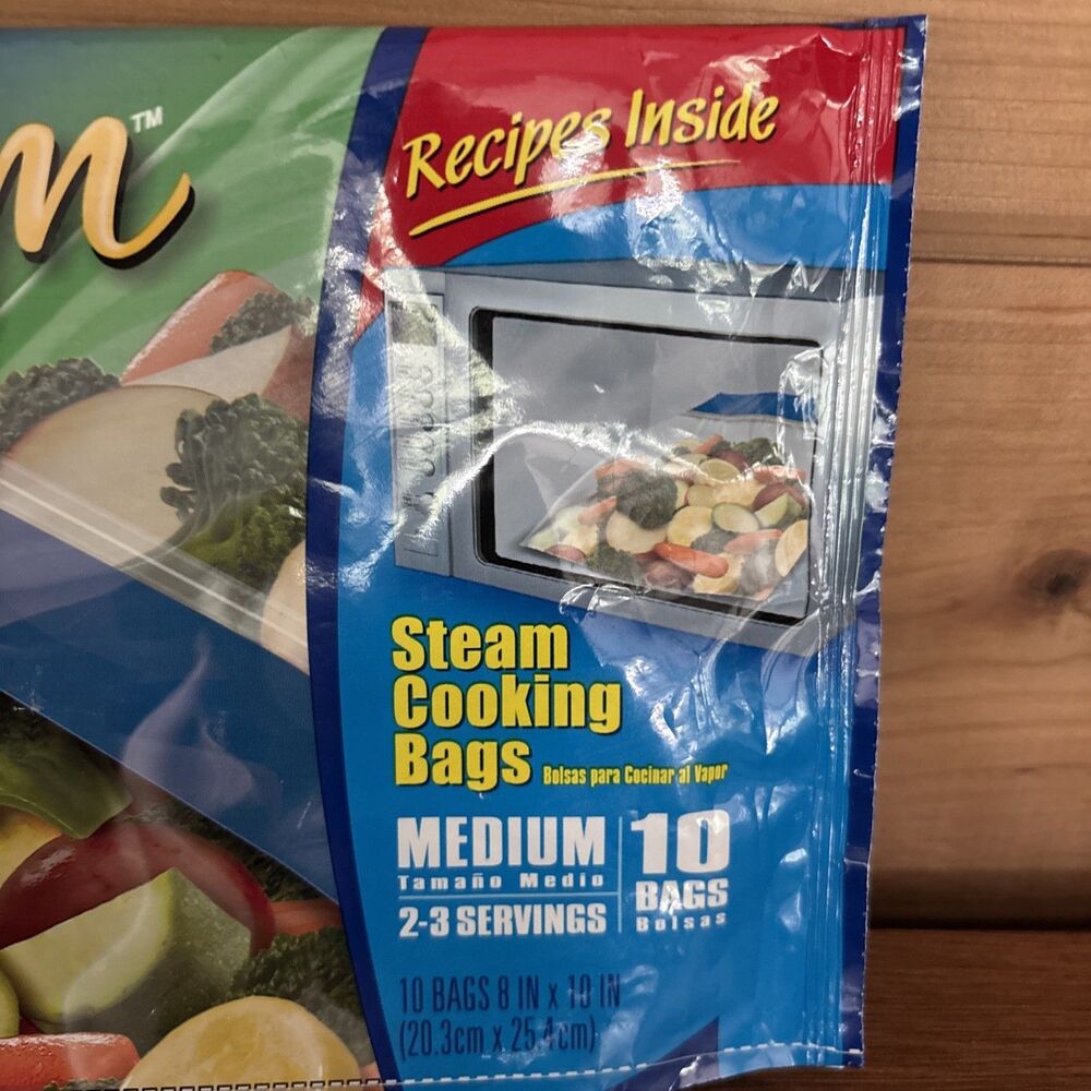 Ziploc Zip'N Steam Medium Cooking Bag- Bags Open Box 5 Of 10 Bags Included - Picture 3 of 5
